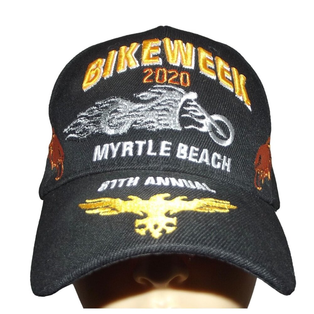 BIKE WEEK Hat 2020 Mrytle Beach black gold baseball cap Adjustable Strapback